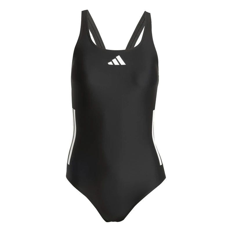 adidas Women's 3 Stripes C-Back Swimsuit - Black/White, Size 40