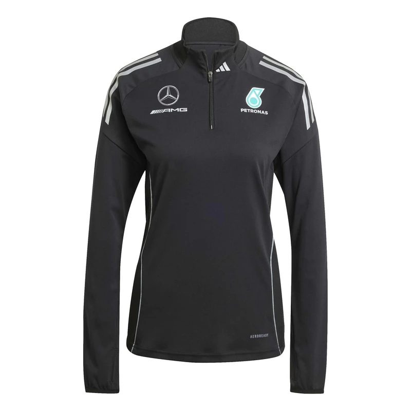 adidas Women's MERCEDES - AMG PETRONAS FORMULA ONE TEAM MECHANICS TOP WOMEN, black/REFLECTIVE SILVER, XXS