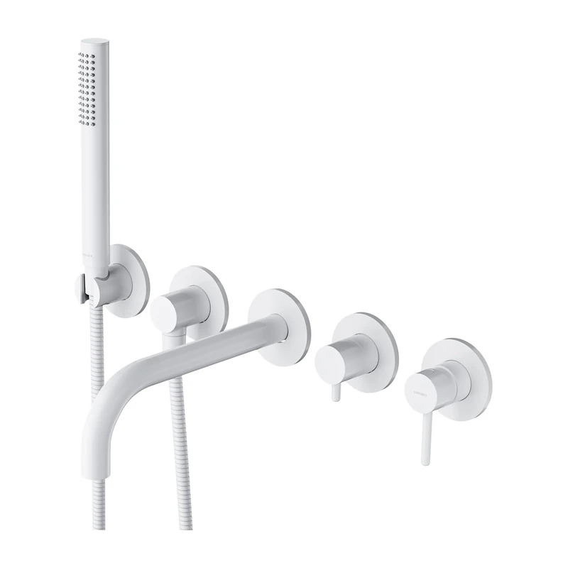Omnires Y1237/1WM Bath tap for 5 Holes with a Long spout which is Mount Under The Plaster Y matt-Y1237/1WM, Matte White