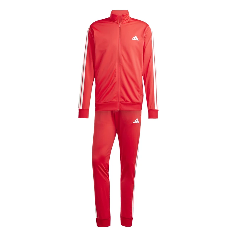 adidas Men's SPORTSWEAR BASIC 3 STRIPES TRICOT TRACKSUIT, pure ruby/white, M Short