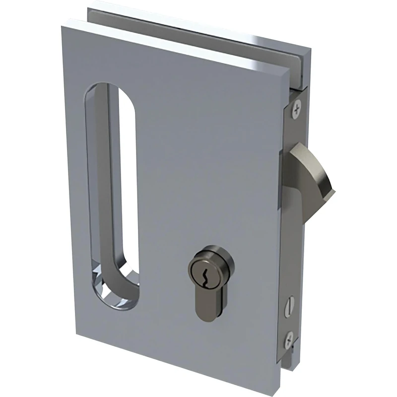Colcom B94/13 Glasschiebetürschloss mit Haken, Sliding Glass Door Lock B94 with Hook, AL6, Stainless Steel Effect