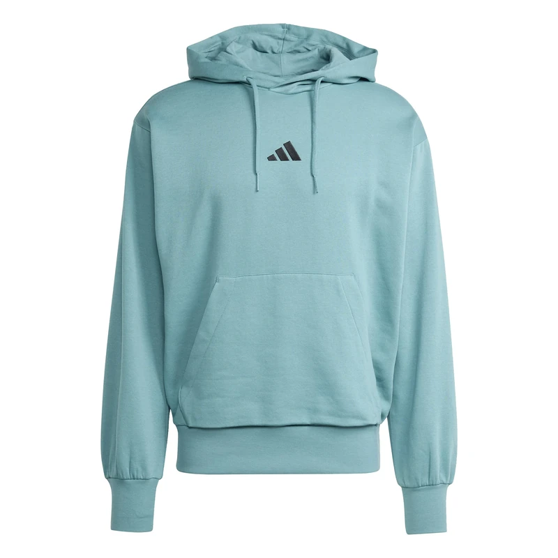 adidas Men's ESSENTIALS FEELCOZY FLEECE HOODIE, powder teal/black, L