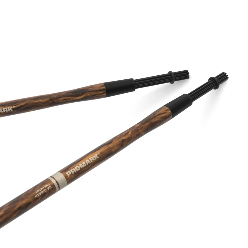 ProMark Hybrid Nylon Rods Drum Sticks - Firegrain Nylon Monofilament Drumsticks - Warmer, Balanced Tone with Feel & Response of Drum Stick - 2B, .675" Diameter - 16" Length - 1 Pair