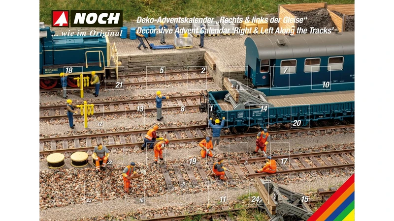NOCH Decorative Advent Calendar "Right & Left of the Tracks" for Model Train, Ideal for Gauge H0, Creative Christmas Crafts