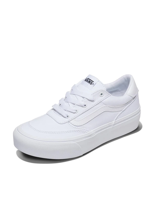 Vans Women's Brooklyn LS Platform Sneaker, Canvas White/White, 5 UK