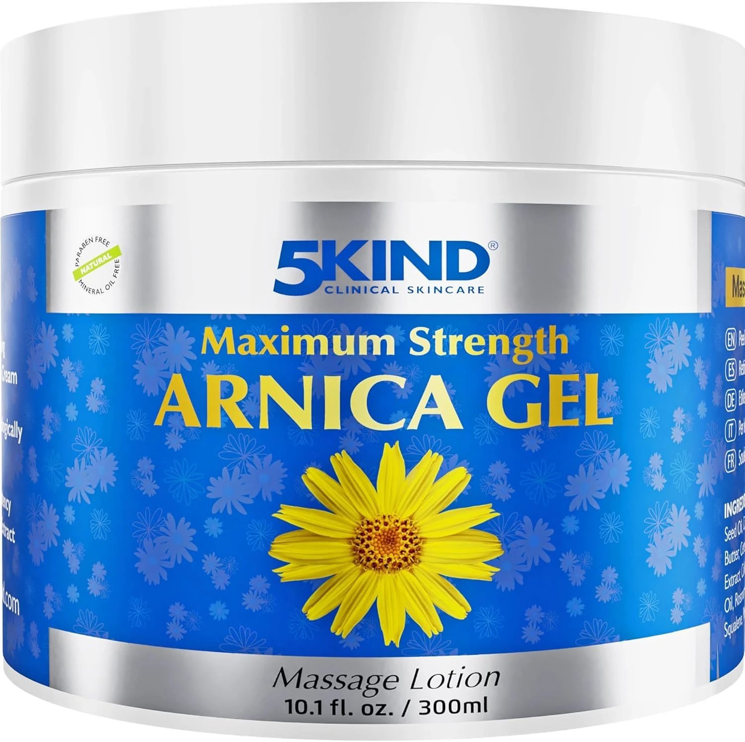 5kind Maximum Strength Arnica Gel 300ml - Fast Acting Arnica Gel for Bruising and Swelling - Intensive Arnica Montana Extract Bruise Gel - Natural Muscle Rub for Runners, Muscles & Joints