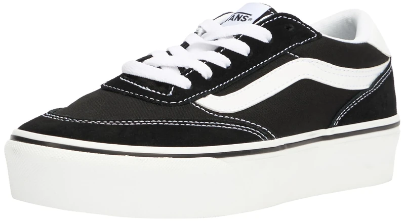 Vans Women's Brooklyn LS Platform Sneaker, Suede/Canvas Black/White, 6.5 UK