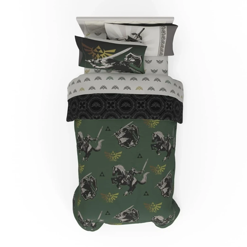 Franco Comforter and Sheet Set, Microfiber, Green-Legend of Zelda, 5 Piece Twin Size