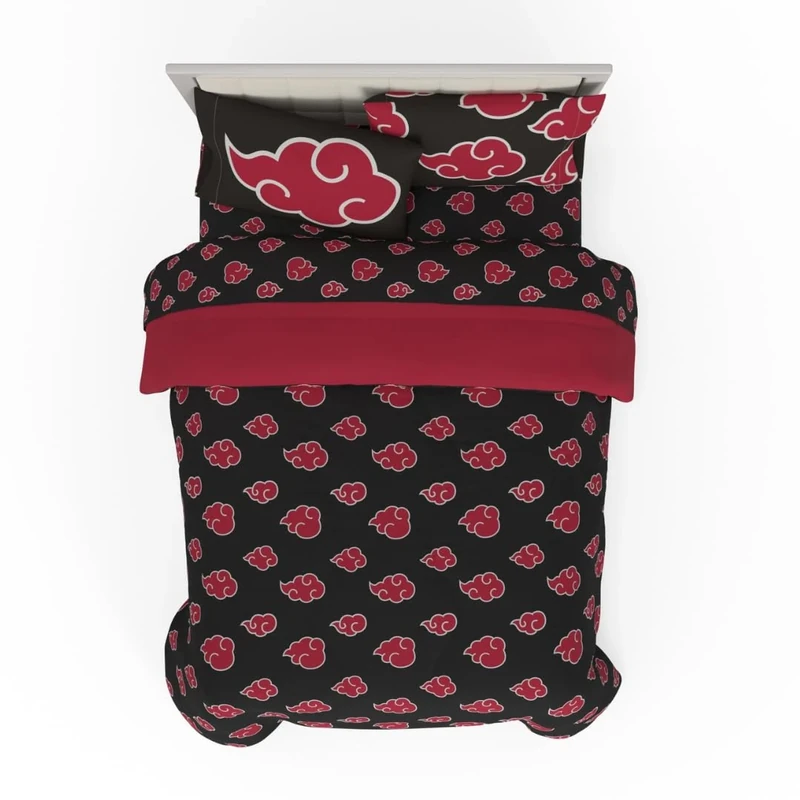 Franco Comforter and Sheet Set, Microfiber, Black-Naruto, 7 Piece Queen Size