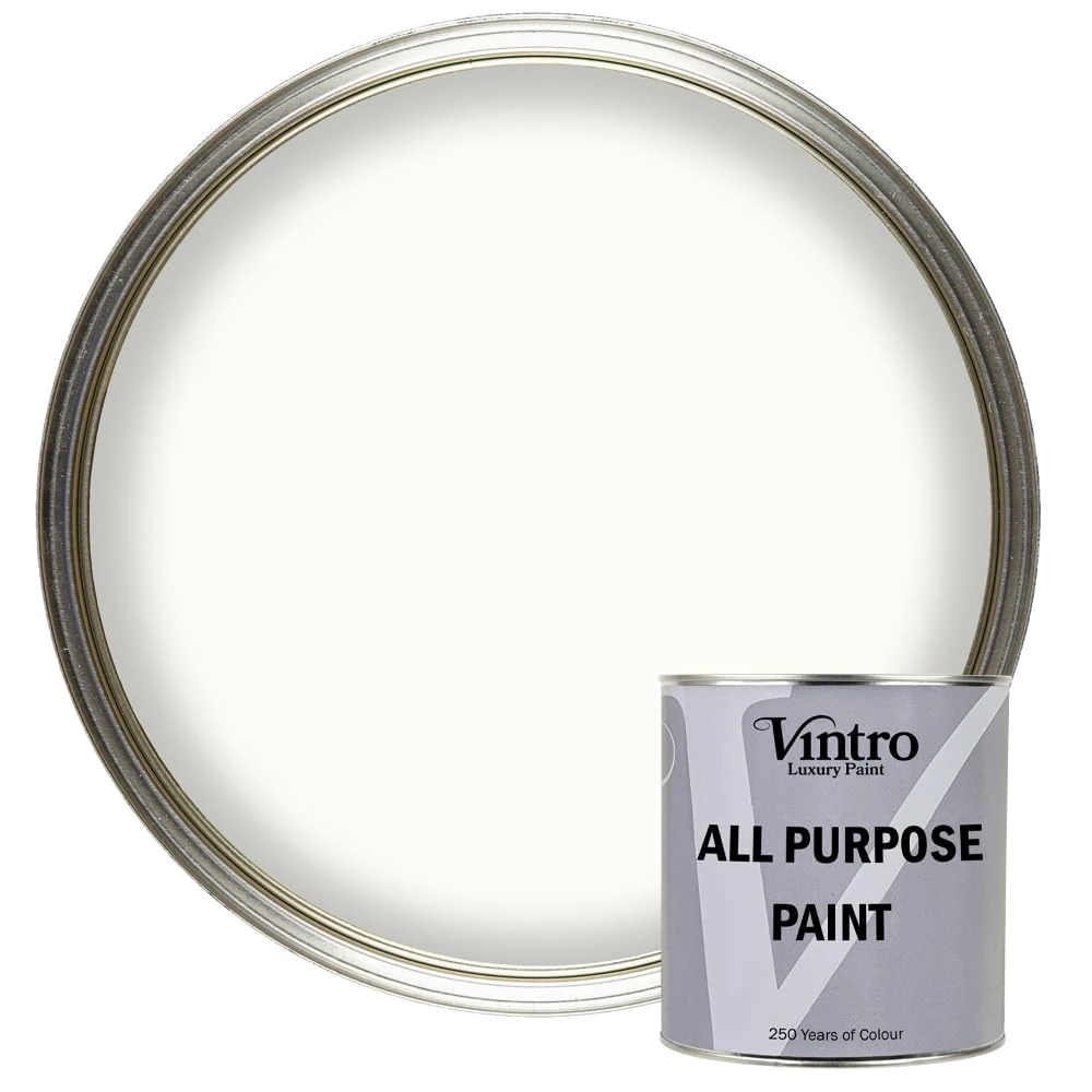 Vintro Paint - All Purpose Paint. Multi-Surface Matt Paint For Indoor/Outdoor Use. Wood, Walls, Doors, Cabinets, Metal, Plastic, Masonry, Furniture, Glass, Tiles, Radiators & Pipes. 250ml (Off White)