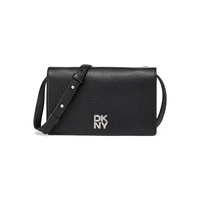 DKNY Women's ETTA Wallet ON A String Handbag, Black/Silver, black/silver, Small
