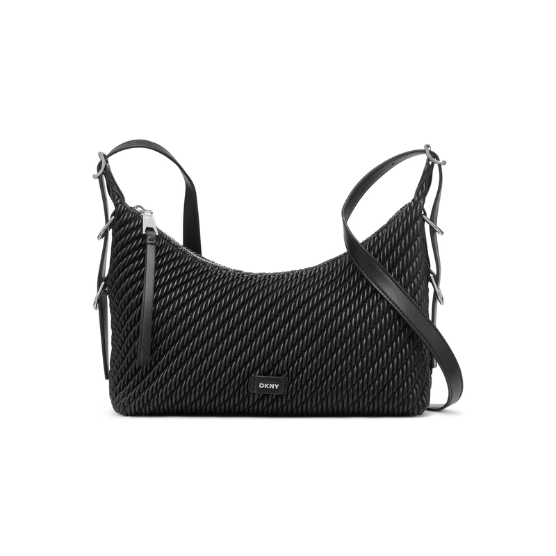 DKNY Women's Zita Crossbody Handbag, black/silver, Medium