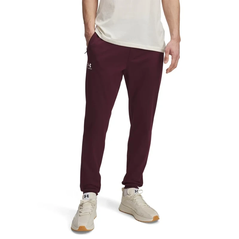 Under Armour Men's Normal Waist Height Sportstyle Tricot Jogger, Dark Maroon / / White, Small