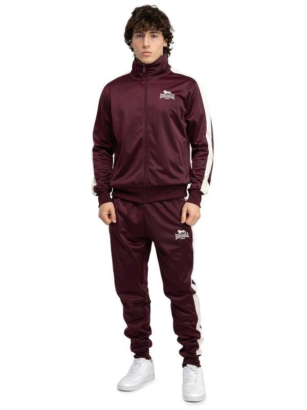 Lonsdale Men's Pember Jogging Suit, Oxblood/Ecru, XL