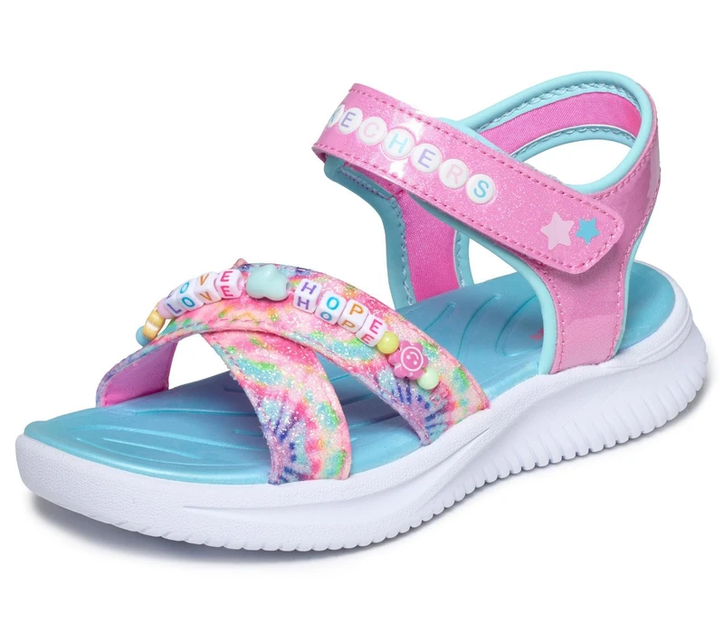 Skechers Girl's Jumpsters Sandal Tie Dye Bffs Sneakers, Pink Synthetic/Multi Trim, 2 UK Child