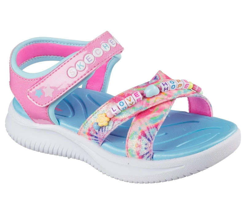 Skechers Girl's Jumpsters Sandal Tie Dye Bffs Sneakers, Pink Synthetic/Multi Trim, 10 UK Child - Image 1
