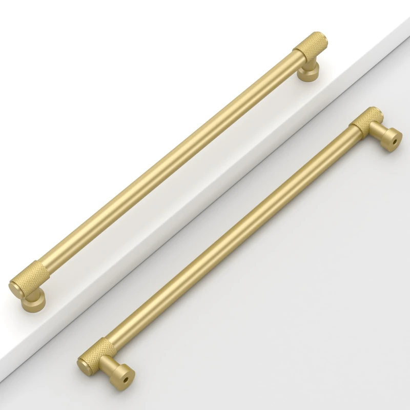 Coinkoly 10 Pack 10"(254mm) Gold Cabinet Pulls Knurled Kitchen Cabinet Handles Matte Gold Drawer Pulls Cupboard Hardware for Cabinets CK0028