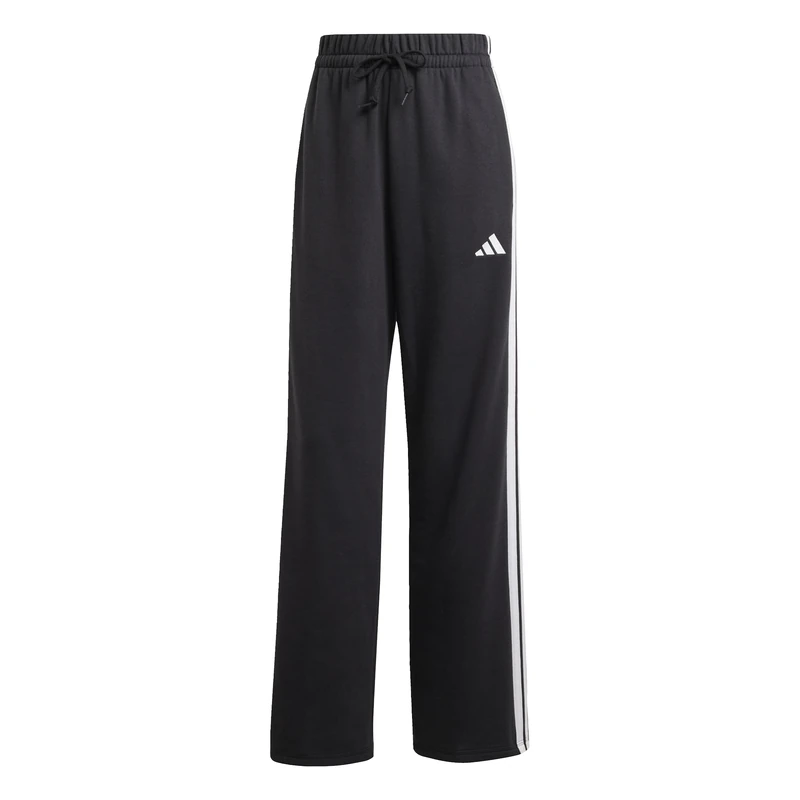 adidas Women's Essentials 3-Stripes Open Hem French Terry Pants, Black/White, M