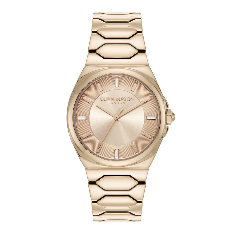 Olivia Burton Three Hand Quartz Movement Watch for Women Lustre Collection with Rose Gold Colored Stainless Steel Bracelet - 24000202