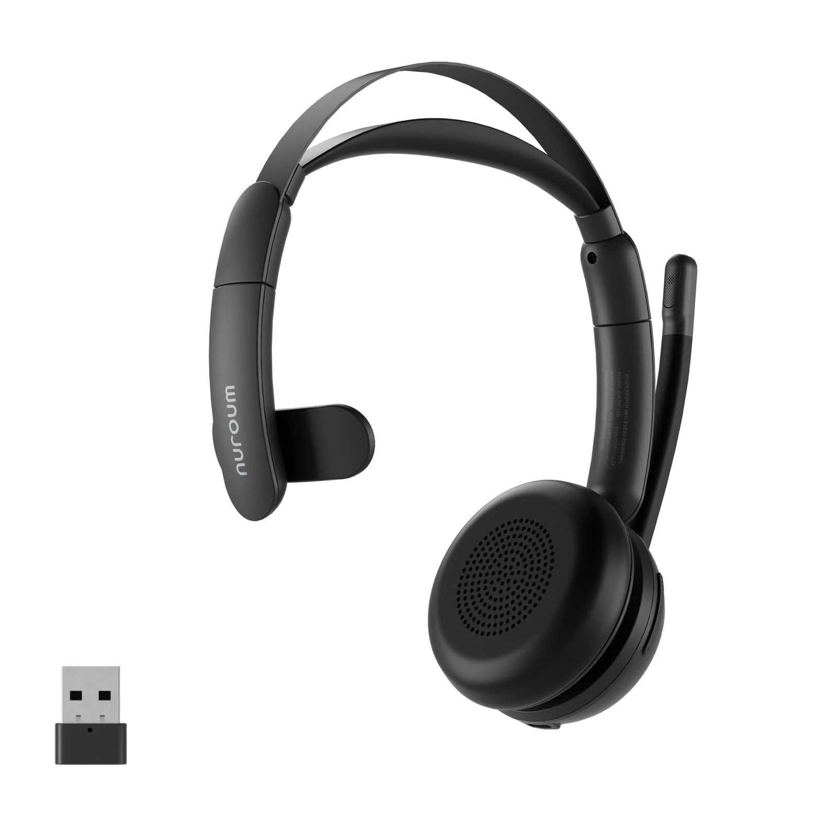 Nuroum HP31SU Bluetooth Wireless Headset with Microphone, ENC Noise Cancelling Mic for Calls, Independent Mute Button, V5.3 Multi-Point, Bluetooth/Dongle/USB for Call Center/Office/Driver