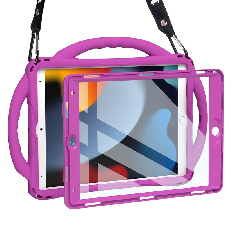 TOPESCT Kids Case for 10.2" iPad 9th/8th/7th Gen - Made of Kid-Friendly Silicone, with Built-in Screen Protector, Shockproof Handle Stand Case for iPad 9/8/7 Gen 10.2 inch