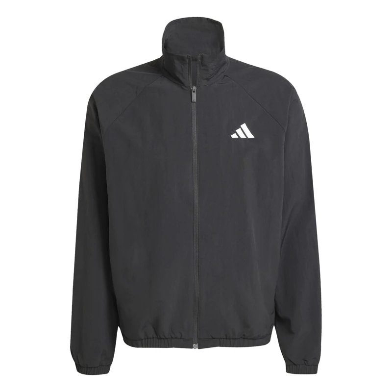 adidas Men's ESSENTIALS SMALL LOGO WINDBREAKER, Black/White, L