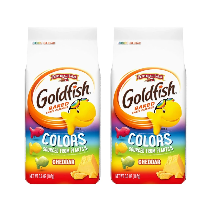 Pepperidge Farm Goldfish Colors Cheddar Cheese Crackers, Baked Snack Crackers, 6.6 oz Bag 187g (Pack of 2)