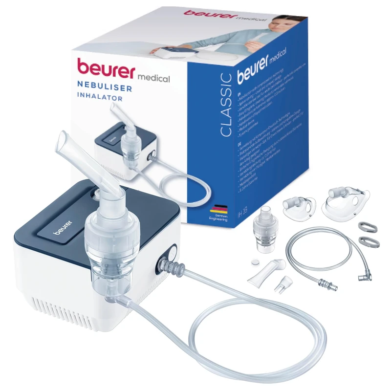 Beurer IH 16 Nebuliser with Compressed-air Technology, Compact Design, for Treating The Upper and Lower Airways, Suitable for Adults and Children, Easy to Clean