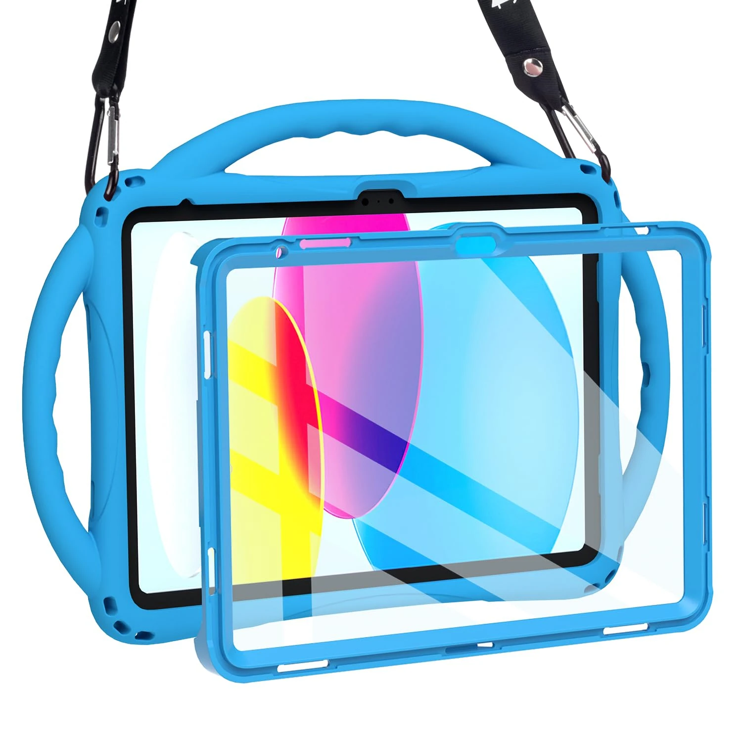 TOPESCT Kids Case for iPad A16 11th/10th Generation (2025/2022) 11inch/10.9inch- Made of Kid-Friendly Silicone, with Built-in Screen Protector, Shockproof Handle Stand Case For iPad 11th/10th Gen