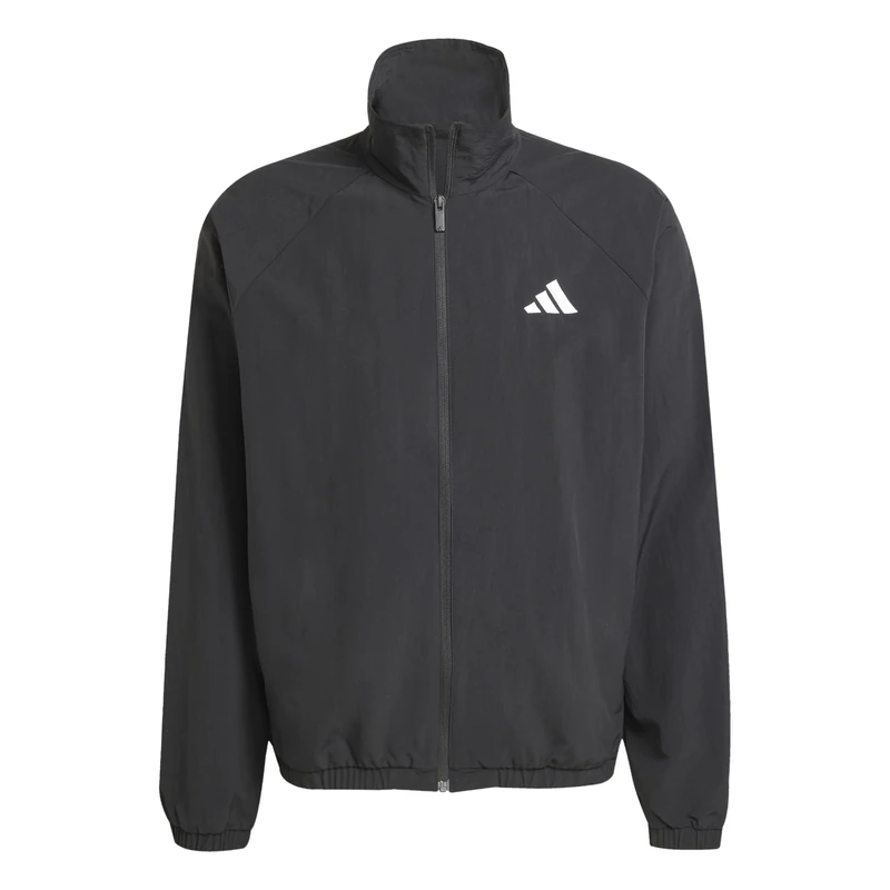 adidas Men's ESSENTIALS SMALL LOGO WINDBREAKER, Black/White, S