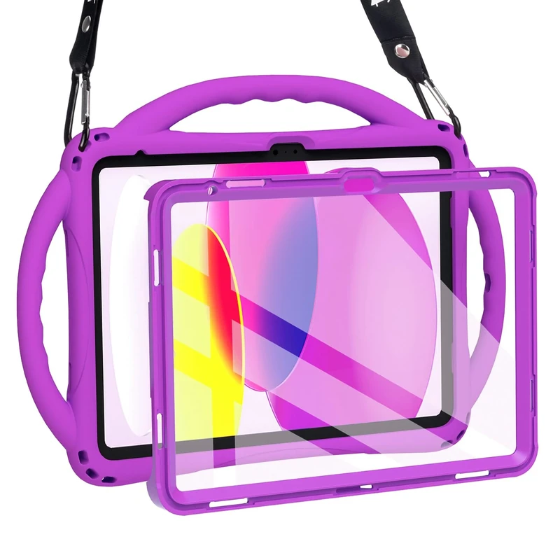 TOPESCT Kids Case for iPad A16 11th/10th Generation (2025/2022) 11inch/10.9inch- Made of Kid-Friendly Silicone, with Built-in Screen Protector, Shockproof Handle Stand Case For iPad 11th/10th Gen