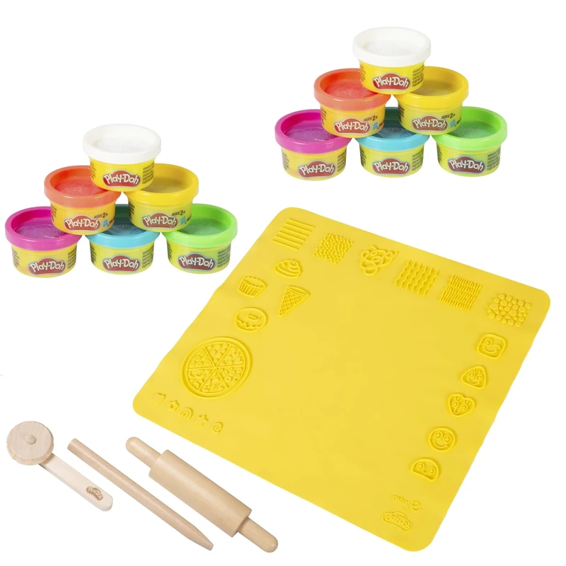 roba x Play-Doh Sustainable Play Set - Extra-Large 3D Creative Mat, 12 Cans of Dough, FSC Wooden Tools - Educational Value & Ready to Play - For Children Aged 3 and Up