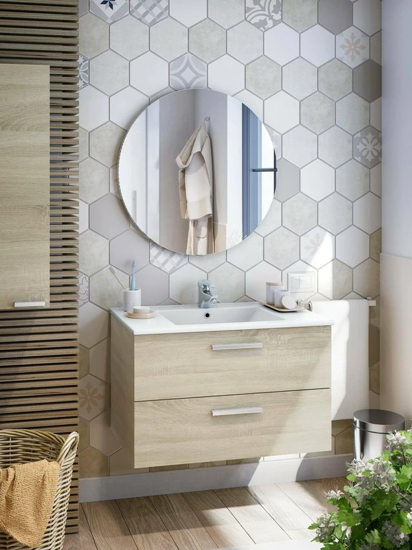 Dartford Bathroom Vanity Unit Basin Storage Unit Sink Cabinet 80x45xH50cm Oak