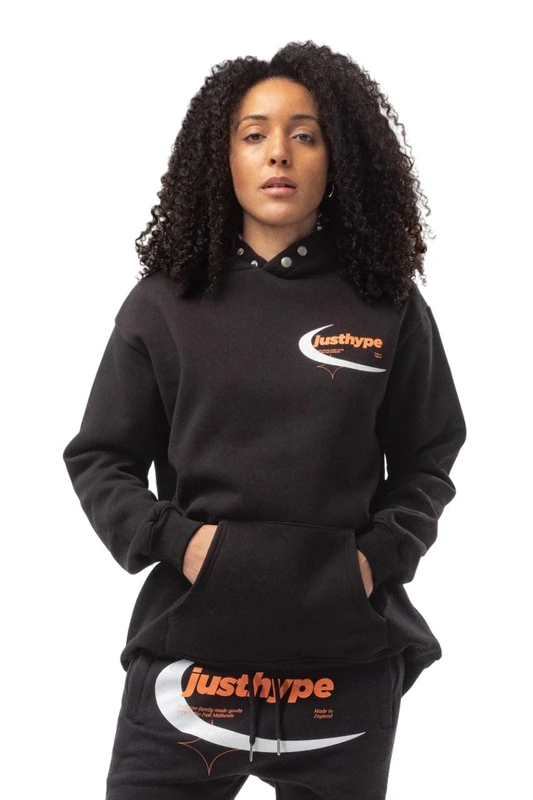 Justhype Womens Black Oval Cropped Hoodie