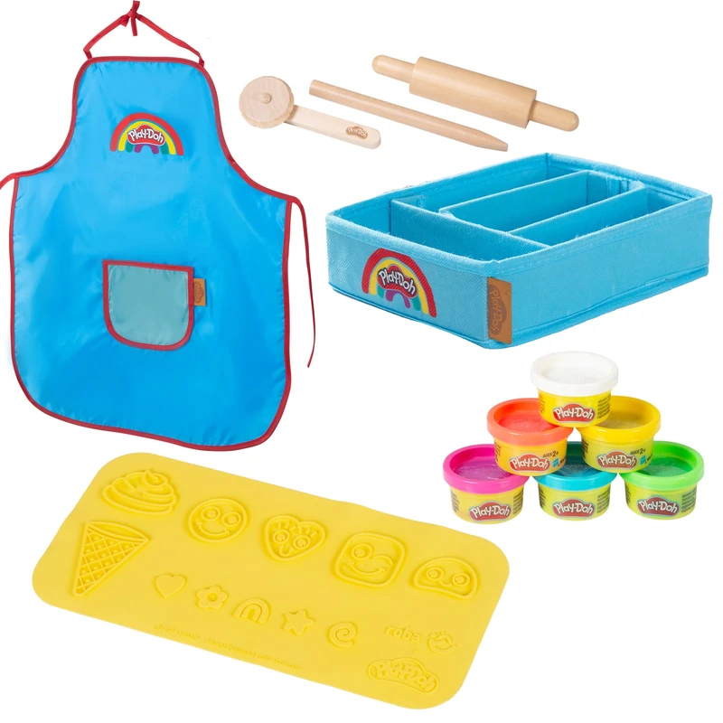 roba x Play-Doh Sustainable Play Set - Ready to Play, Packed in a Canvas Box, 3D Creative Mat, 6 Cans of Dough, Apron & Wooden Tools - A Creative Gift for Children Aged 3 and Up - Image 1