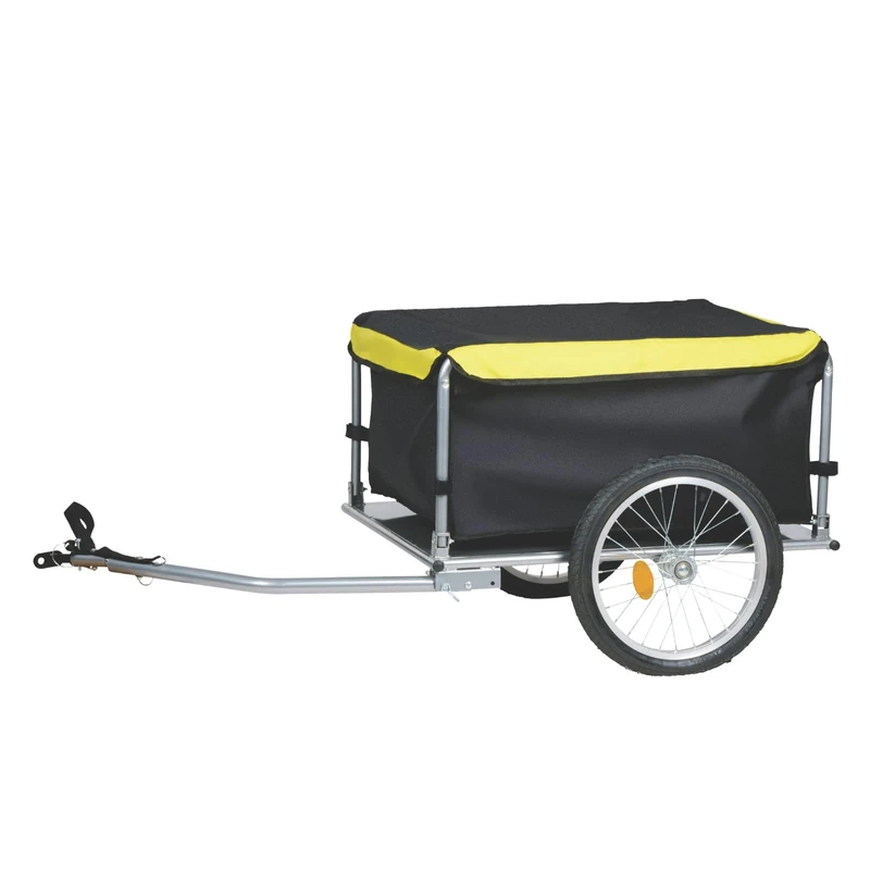 Dunlop Bicycle Trailer - Yellow - Bike Carrier for Bike storage - Storage Cart Luggage Foldable - Bicycle Trailer with Reflectors and Adjustable Rain Cover