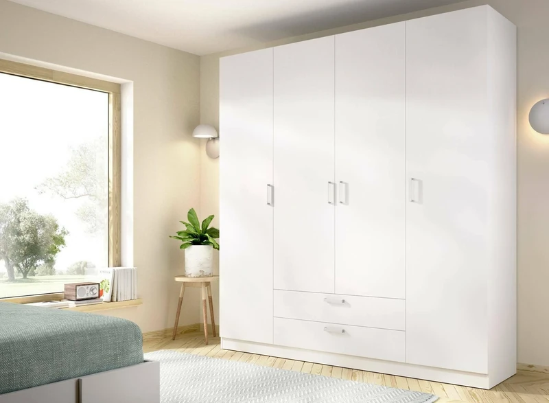 Dmora Acomizza Large Wardrobe, Bedroom Furniture, Storage Cabinet, Clothes Hanger, 200 x 52 x H 215 cm, White