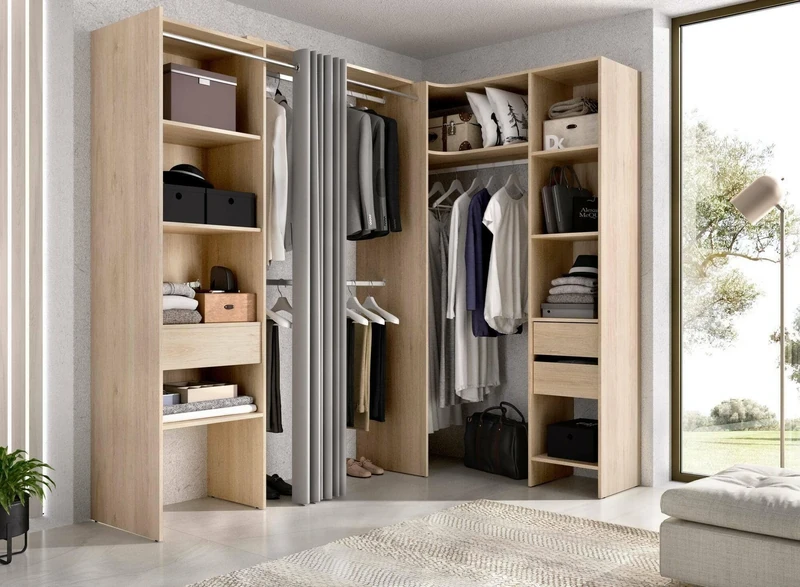 Dmora Grande Bazena Wardrobe, Bedroom Furniture, Storage Cabinet, Clothes Hanger, 214 x 141 x H 205 cm, Oak