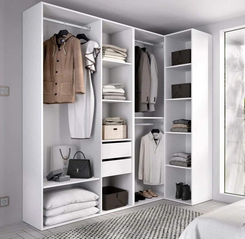 Dmora - Capenardo Large Wardrobe, Bedroom Furniture, Cabin Wardrobe, Clothes Hanger, 183 x 85 x H 205 cm, White and Oak