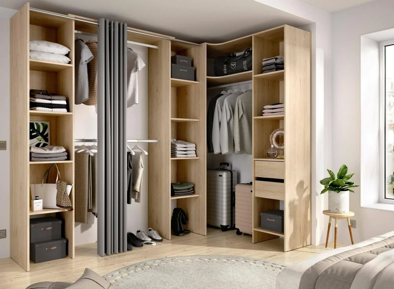 Dmora - Bestone Large Wardrobe, Bedroom Furniture, Walk-in Closet, Clothes Wardrobe, 234 x 141 x H 205 cm, Oak