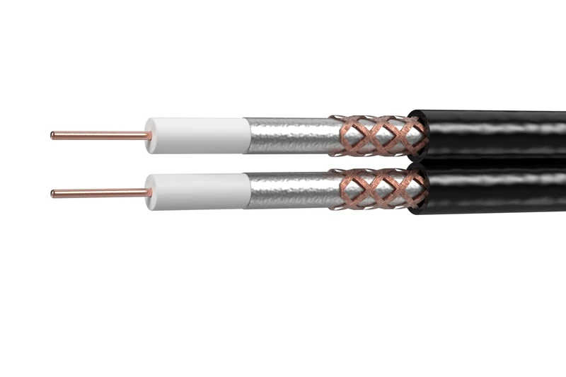 Labgear RG6 Twin Coaxial Cable 125m Drum, Black Shotgun Cable Dual Conductor, Low-Loss, Gas-Injected Foam Dielectric, Braided & Foil Shielding, Durable PVC Sheath