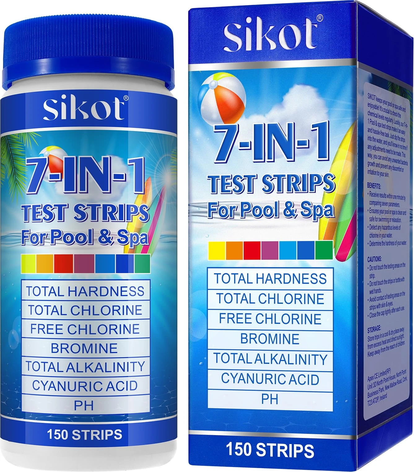 Hot Tub Test Strips 7-In-1 (150Pcs)| Ph Test Strips For Swimming Pool & Spa | Pool Water Testing Kit For Chlorine, Bromine, Ph, Hardness, More - All In 1 Swimming Pool Test Strips