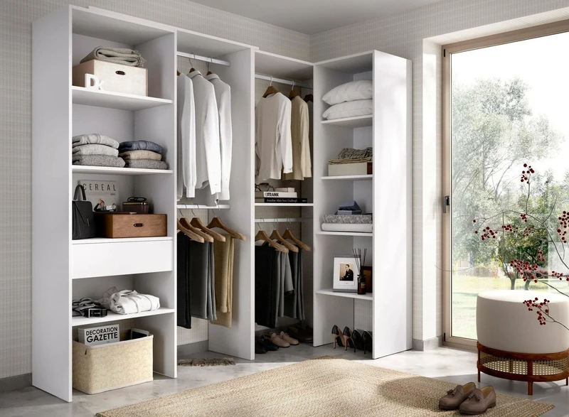 Dmora Grande Arera Wardrobe, Bedroom Furniture, Storage Cabinet, Clothes Hanger, 248 x 79 x H 187 cm, White