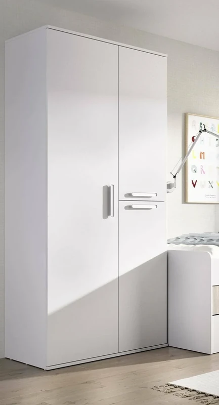 Dmora Almerhorn 3 Door Wardrobe, Bedroom Furniture, Walk-in Closet, Clothes Wardrobe, 90 x 53 H 202 cm, White