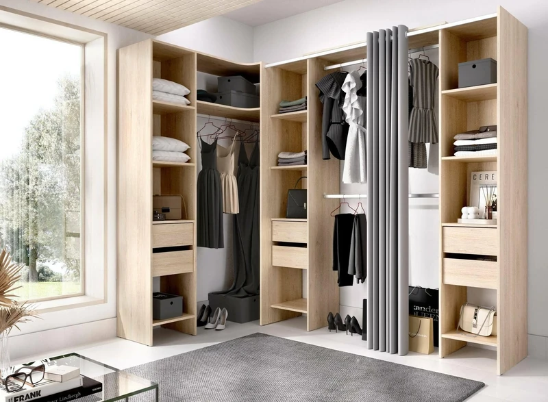 Dmora Biaena Grande Wardrobe, Bedroom Furniture, Storage Cabinet, Clothes Hanger, 234 x 141 x H 205 cm, Oak