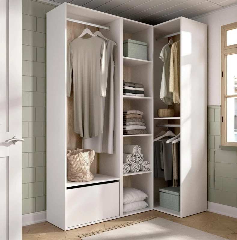 Dmora - Cadria Large Wardrobe, Bedroom Furniture, Walk-in Closet, Clothes Wardrobe, 145 x 85 H 205 cm, White and Oak