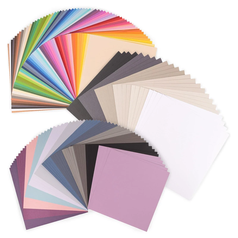 Florence Coloured Card Stock 144 Sheets of 12 x 12 – 3 Multipacks – Large Assorted Pack of Craft Paper for Card Making Supplies, Scrapbooking, Invitations, Drawing and Die-Cutting – Smooth & Textured