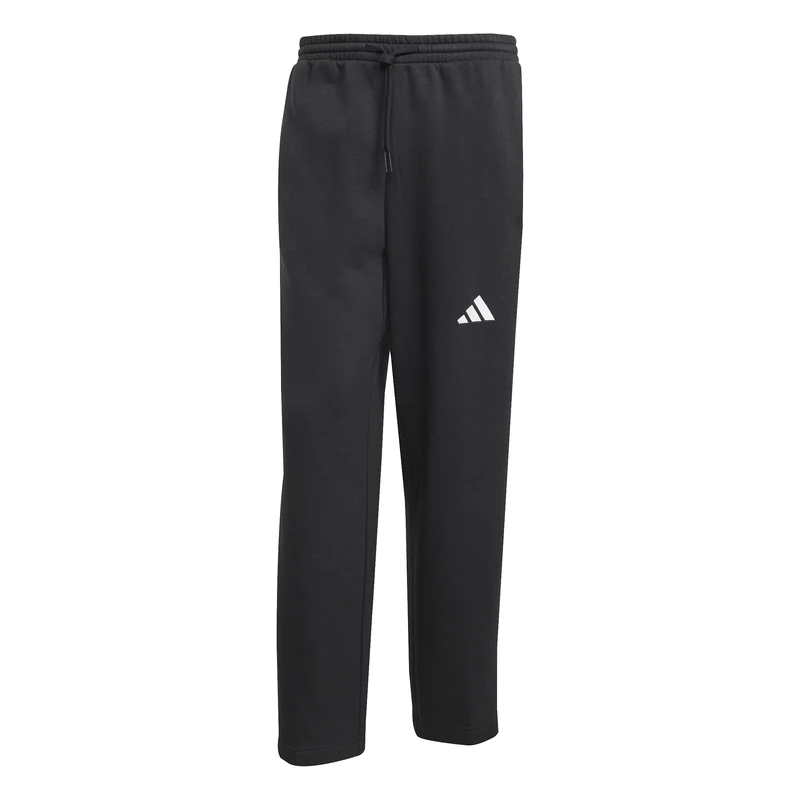 adidas Men's Essentials Three Stripes Fleece Wide Leg Pant, Black/White, L