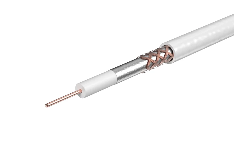 Labgear Coaxial Satellite Cable 250m Drum RG6 White Digital Aerial, Data & Satellite Coax TV Cable Gas-Injected Foam Dielectric, Braided & Foil Shielding, Durable PVC Sheath