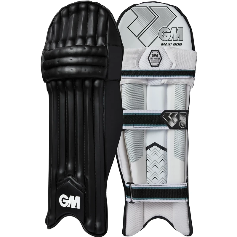 GM | Cricket Batting Pads | Maxi 606 | Traditional Cotton & Cane | Small Adult Left Handed - 17" From Top of Instep to Middle of Knee | Approx 2.10 kg per Pair | 1 Pair | Black | Gunn & Moore